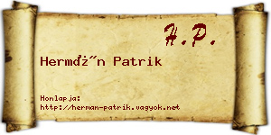 Hermán Patrik névjegykártya